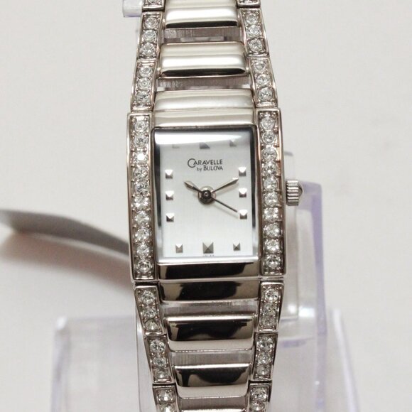 Caravelle Ladies Dress Watch By Bulova 56 Crystal Embedded Bezel & Bracelet 17mm main image 9